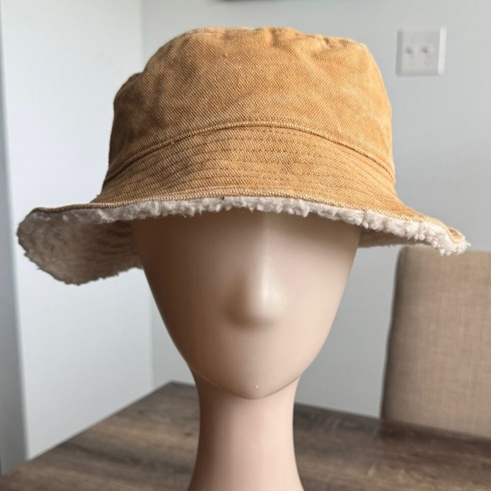 Madewell Mustard Yellow Reversible Sherpa-Lined Bucket Hat